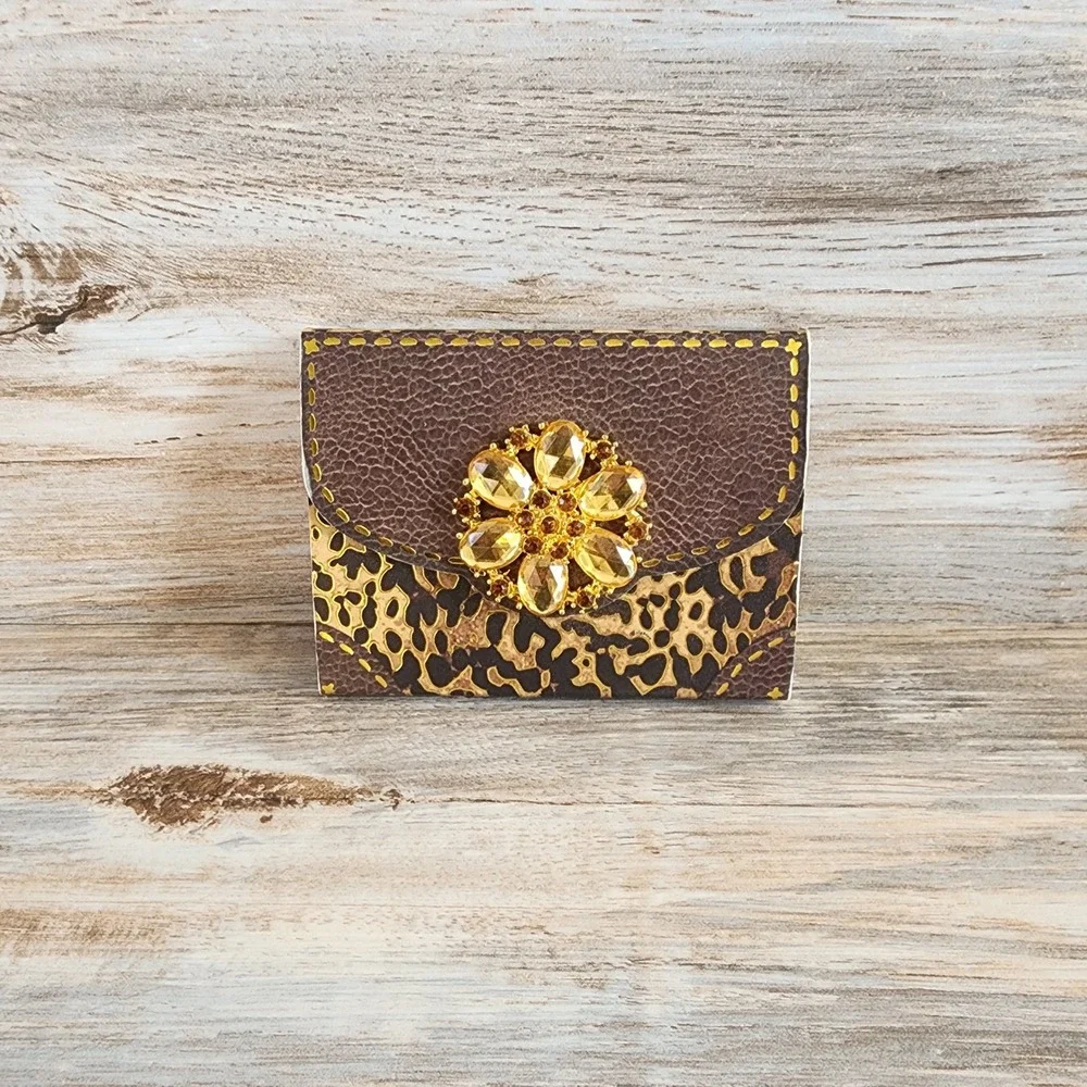 Brighton Leopard Print Pocket Notepad Rhinestone Flower Punch Studio G81270